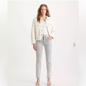 LEVI’S 724 HIGH RISE SLIM STRAIGHT WOMEN'S JEANS Size 25 Grey Raw Hem